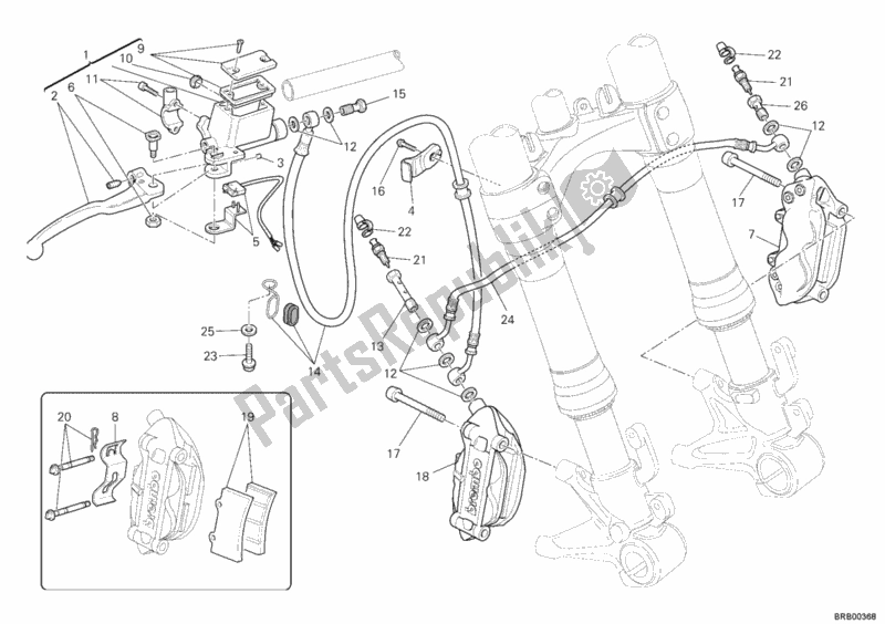 Todas as partes de Sistema De Freio Dianteiro do Ducati Monster 795 EU Thailand 2012